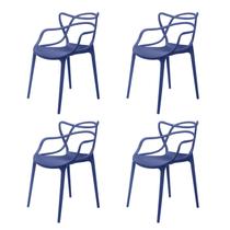 Conjunto com 4 Cadeiras para Sala de Estar Berrini Azul Bic