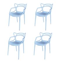 Conjunto com 4 Cadeiras para Sala de Estar Berrini Azul Claro