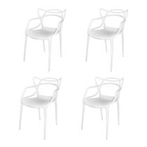 Conjunto com 4 Cadeiras para Sala de Estar Berrini Branco