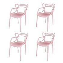 Conjunto com 4 Cadeiras para Sala de Estar Berrini Rosa