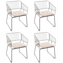Conjunto com 4 Cadeiras para Sala de Estar Texas Aço Corten/Bege