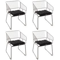 Conjunto com 4 Cadeiras para Sala de Estar Texas Aço Corten/Preto