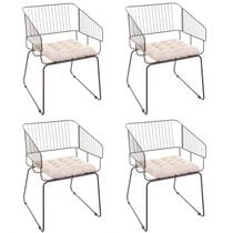 Conjunto com 4 Cadeiras para Sala de Estar Texas Marrom/Aço Corten/Bege - Metaltru