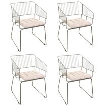 Conjunto com 4 Cadeiras para Sala de Estar Texas Verde Oliva/Bege