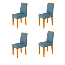 Conjunto Com 4 Cadeiras Para Sala De Jantar Amanda Ype Wd26 Azul Claro New Ceval