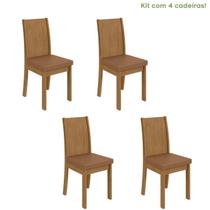 Conjunto com 4 Cadeiras para Sala de Jantar Athenas Amêndoa Clean/Caramelo