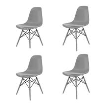 Conjunto com 4 Cadeiras para Sala de Jantar Eames PP Dsw Inj Cinza/Konkret Conjunto com 4 Cadeiras para Sala de Jantar Eames PP Dsw Inj Cinza/Konkret