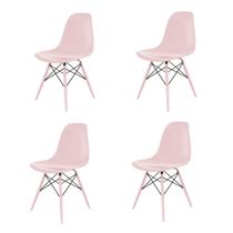 Conjunto com 4 Cadeiras para Sala de Jantar Eames PP Dsw Inj Rosa Conjunto com 4 Cadeiras para Sala de Jantar Eames PP Dsw Inj Rosa