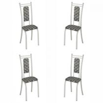 Conjunto com 4 Cadeiras Paris Liso Branco com Mosaico Cinza Teixeira Conjunto com 4 Cadeiras Paris Liso Branco com Mosaico Cinza Teixeira