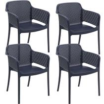Conjunto com 4 Cadeiras Tramontina Gabriela em Polipropileno e Fibra de Vidro Azul Navy