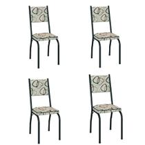 Conjunto Com 4 Cadeiras Tubular Diana Preto Fosco Assento Cedro Artefamol