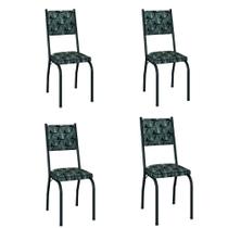 Conjunto Com 4 Cadeiras Tubular Diana Preto Fosco Assento Mosaico Artefamol
