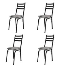 Conjunto Com 4 Cadeiras Tubular Europa 141 Preto Fosco Assento Grafiato Artefamol Conjunto Com 4 Cadeiras Tubular Europa 141 Preto Fosco Assento Grafiato Artefamol