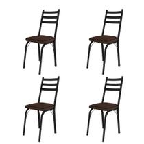 Conjunto Com 4 Cadeiras Tubular Europa 141 Preto Fosco Assento Imbuia Artefamol