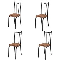 Conjunto Com 4 Cadeiras Tubular Europa 141 Preto Fosco Assento Rattan Artefamol