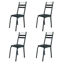 Conjunto Com 4 Cadeiras Tubular Itália Preto Floral Artefamol Conjunto Com 4 Cadeiras Tubular Itália Preto Floral Artefamol