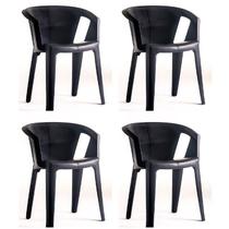 Conjunto com 4 Cadeiras Una Preto Conjunto com 4 Cadeiras Una Preto