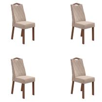 Conjunto com 4 Cadeiras Venus Veludo Creme e Imbuia Clean