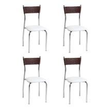 Conjunto com 4 Cadeiras Vera Marrom e Branco