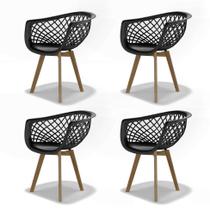 Conjunto com 4 Cadeiras Web Wood Preto - Emporio Tiffany