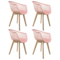 Conjunto Com 4 Cadeiras Web Wood Rosa Empório Tiffany - Seatco