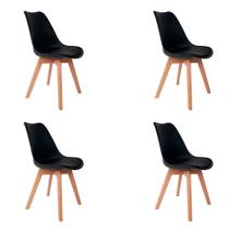 Conjunto com 4 Cadeiras Wood Mendoza Preto - Mobly