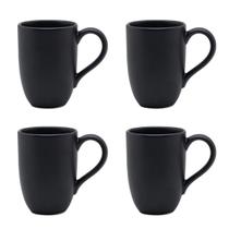 Conjunto Com 4 Canecas 350Ml Flat Preto Acetinado Oxford