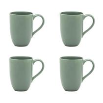 Conjunto Com 4 Canecas De Cerâmica Flat 350Ml Verde Oxford
