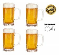 Conjunto Com 4 Canecas De Chopp Cerveja De Vidro 400 Ml