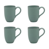Conjunto Com 4 Canecas Flat 350Ml Azul Menta Acetinado Oxford