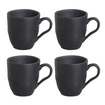 Conjunto Com 4 Canecas Orgânico Preto Matte 273ml Porto Brasil