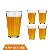 Conjunto Com 4 Copo Americano Long Drink 450ml Vidro Nadir