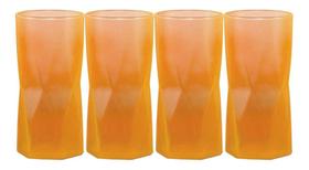 Conjunto Com 4 Copos Rombus Neon Laranja 465ml - Libbey - Globimport