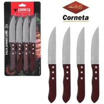 Conjunto com 4 Facas para Churrasco Cabo Madeira Jumbo Leme