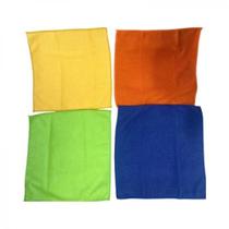 Conjunto com 4 Panos Microfibra Azul, Verde, Amarelo e Laranja - Casual Home Conjunto com 4 Panos Microfibra Azul, Verde, Amarelo e Laranja - Casual Home