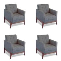 Conjunto com 4 Poltronas Brooks Cinza