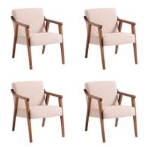 Conjunto com 4 Poltronas Flávia Bege e Nogueira