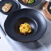 Conjunto com 4 Pratos de Massa Orgânico Preto Matte Ø28x6,5cm 450ml