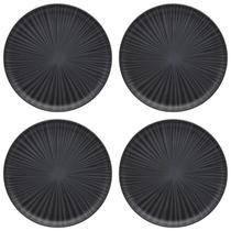Conjunto Com 4 Pratos Rasos 26Cm Flat Ônix Preto Oxford