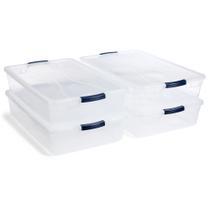 Conjunto com 4 Recipientes de Armazenamento Rubbermaid Cleverstore - 42 Litros - Transparentes Conjunto com 4 Recipientes de Armazenamento Rubbermaid Cleverstore - 42 Litros - Transparentes