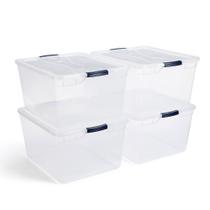 Conjunto com 4 Recipientes de Armazenamento Rubbermaid Cleverstore 74L - Transparentes Conjunto com 4 Recipientes de Armazenamento Rubbermaid Cleverstore 74L - Transparentes