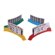 Conjunto com 4 Suportes para Cartas de Baralho, Armazenamento Empilhável de Duas Camadas para Jogadores com Artrite - Suporte para Cartas para Crianças, Adultos e Idosos (4 Cores)
