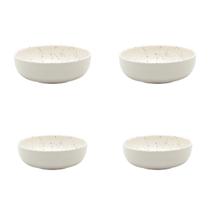 Conjunto Com 4 Tigelas Flat 16,5Cm 600ml Chuvisco Branca Oxford