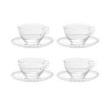 Conjunto com 4 Xícaras de Café com Pires 80ml Pearl
