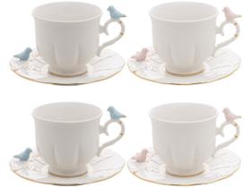 Conjunto com 4 Xícaras de Chá com Pires Birds em Porcelana/Wolff - 200 ml