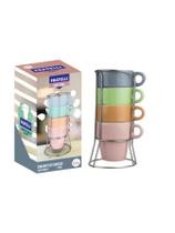 Conjunto Com 4 Xícaras Para Chá E Café 210ml Colorida