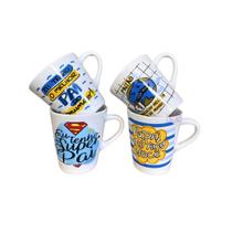 Conjunto com 4 xícaras porcelana branca decorada dia dos pais 120 ml