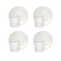 Conjunto com 4 Xícaras Royal Em Porcelana Com Pires Café Chá 90ml