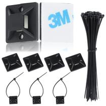 Conjunto com 400 Suportes de Zíper para Cabos - 6 Laços - Pretos