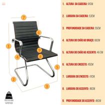 Conjunto com 5 Cadeiras Executiva com base Fixa Esteirinha Preto - BELA MAGAZINE